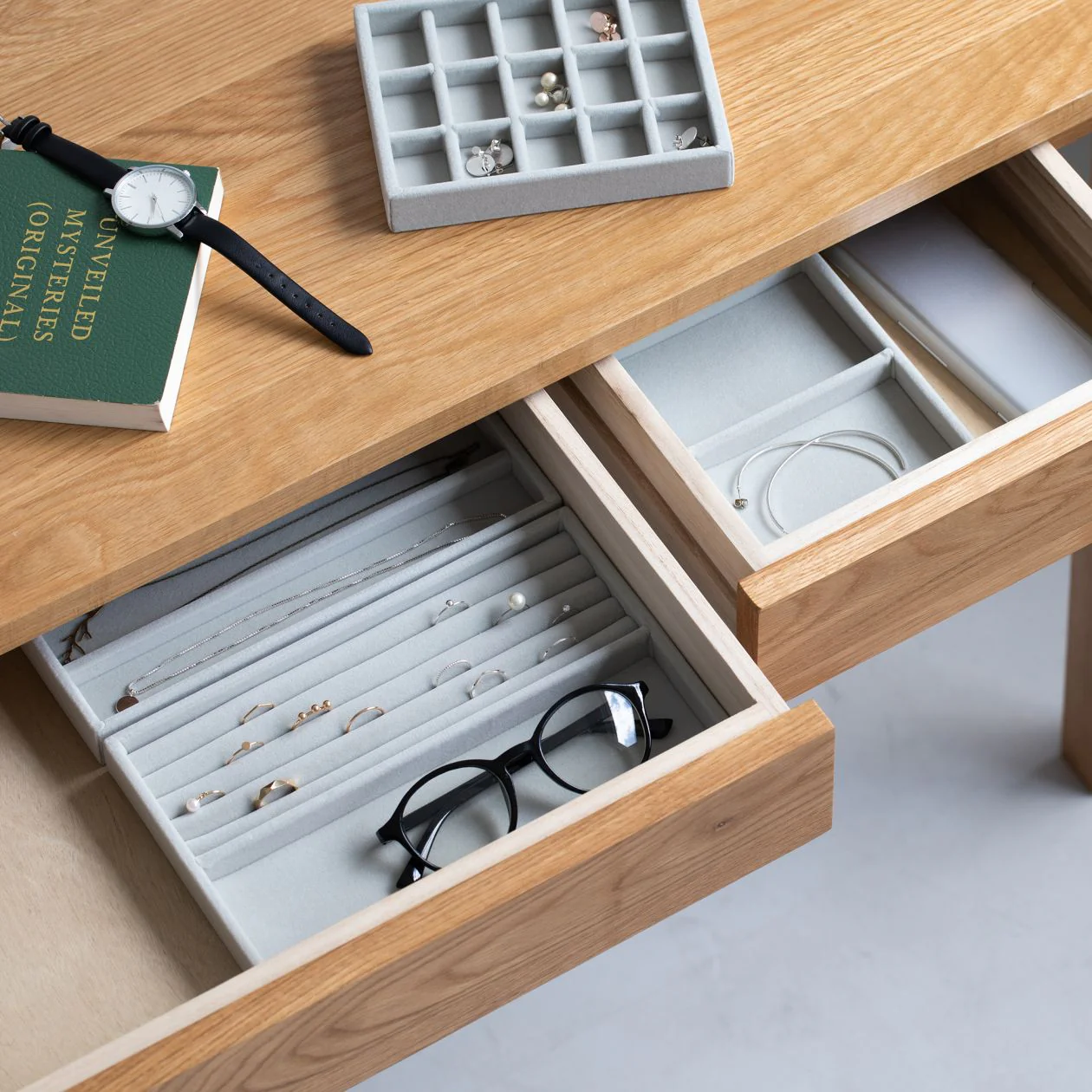 Stackable Velour Jewellery Case - Ring Partition - Image 3